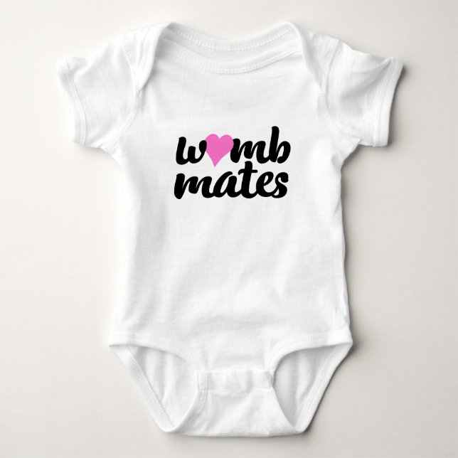 Womb Mates Rosa Heart Twillingar Bodykosten T-shirt (Framsida)