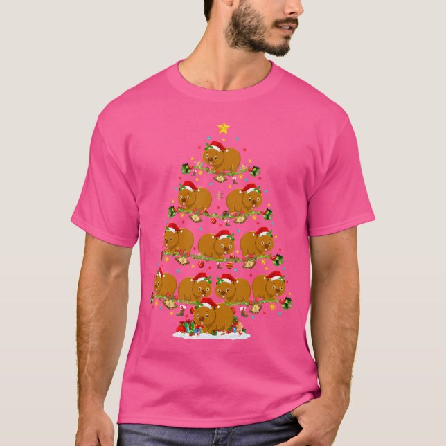 Wombat Älskare Ljus Julafton Santa Wombat jul Tr T Shirt (Framsida)
