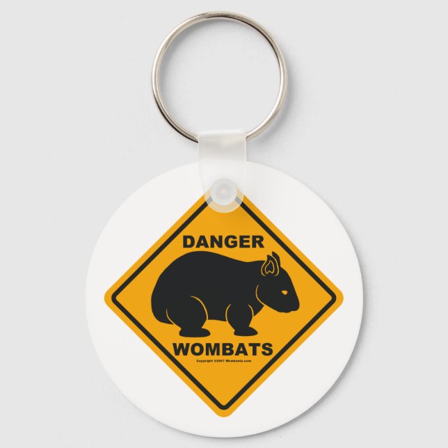Wombat Danger Road Sign Nyckelring (Framsida)