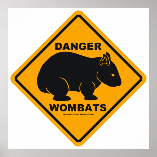 Wombat Danger Road Sign Poster (Framsidan)