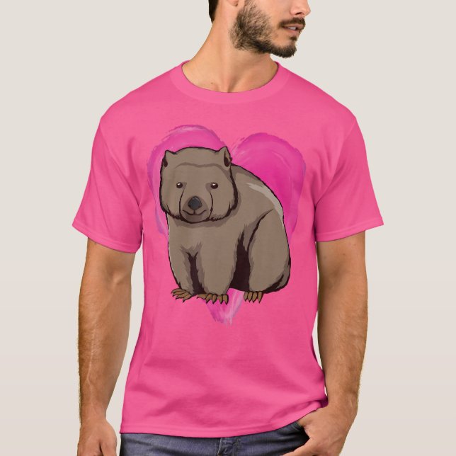 Wombat Heart Australia Kärlek Älskare Wombats T Shirt (Framsida)