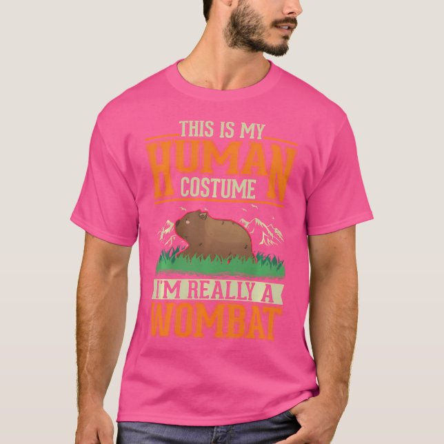 Wombat Human Halloween Wombat T Shirt (Framsida)