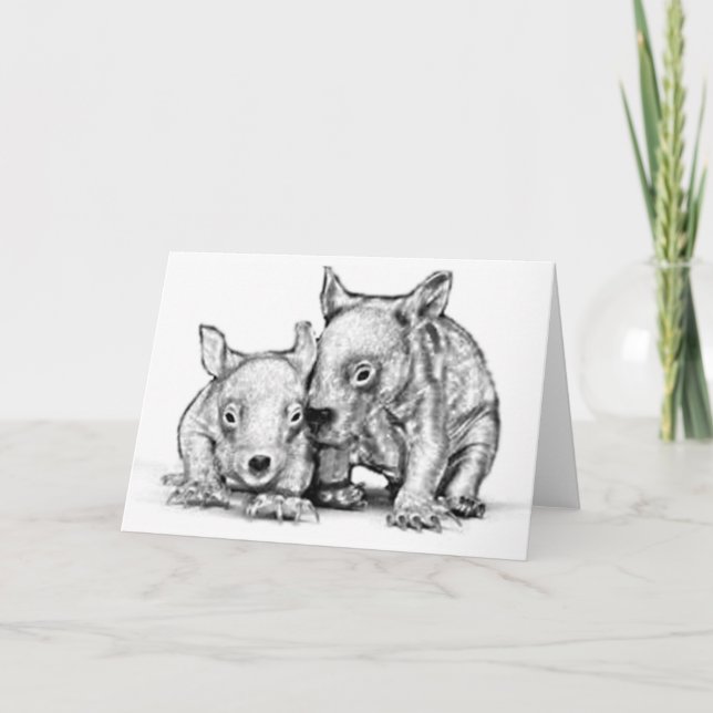 Wombat Joeys Greeting Card Kort (Framsida)