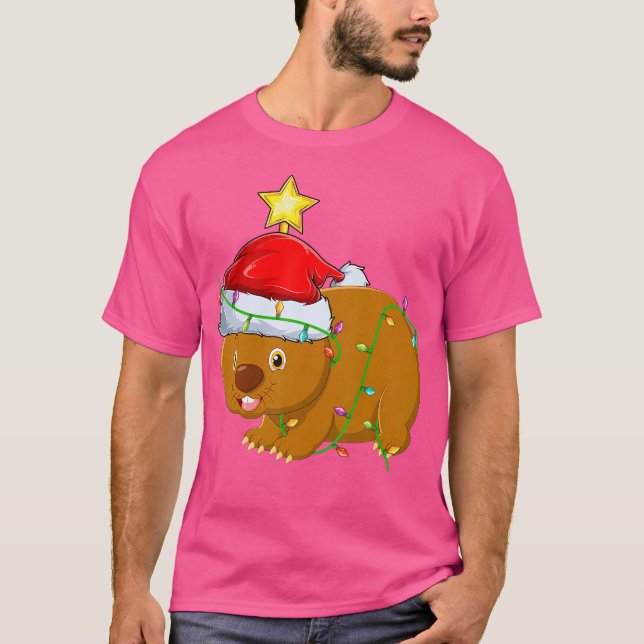 Wombat Lighting Julafton Träd Matching Wombat Chri T Shirt (Framsida)