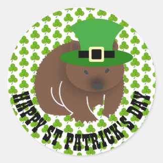 Wombat på St. Patricks dag Runt Klistermärke