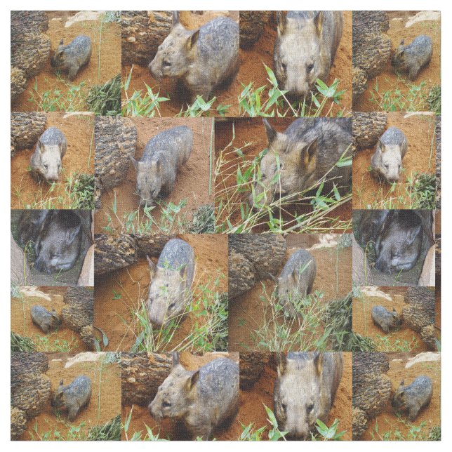 Wombat Photo Collage Tyg (Närbild)
