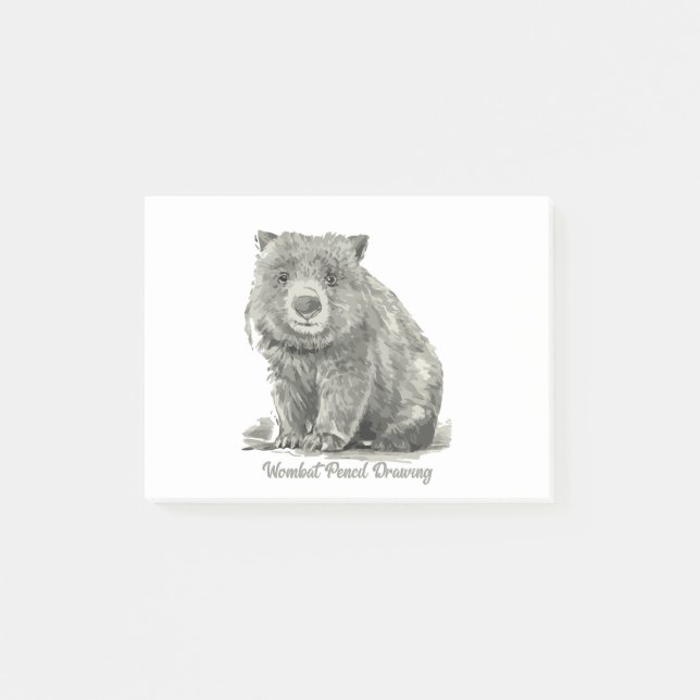 Wombat Teckning Post-it Block (Framsida)