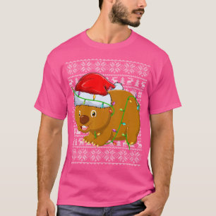 Wombat Ugly Julafton Lighting Santa Wombat jul T Shirt