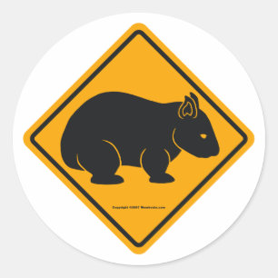 Wombat undertecknar (ingen text) runt klistermärke