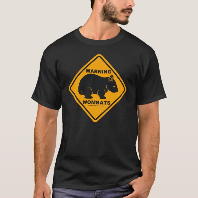 Wombat varning undertecknar t shirt (Framsida)
