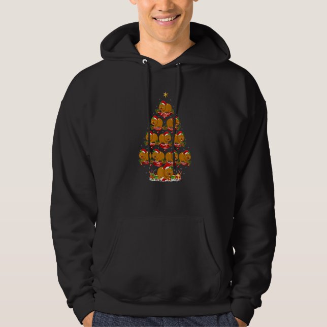 Wombat  Xmas Holiday Santa Wombat Christmas Tree Hoodie (Framsida)