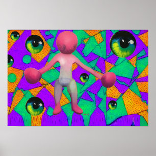Wombo och 7 Deadly Ögon Ken Gage Surrealism Poster