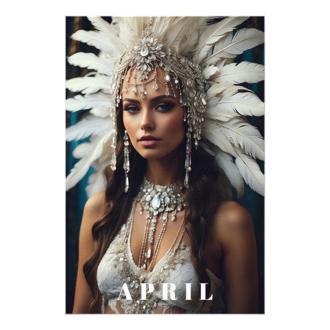 *~ Women AP53 APRIL Boho BIRTHDAY DIAMONDS Fototryck (Framsidan)