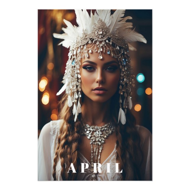 *~ Women AP53 Boho APRIL BIRTHDAY DIAMOND Fototryck (Framsidan)