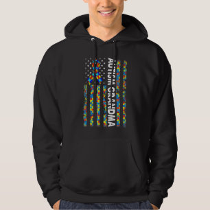 Women Autism Grandma American Flagga S Day Hoodie