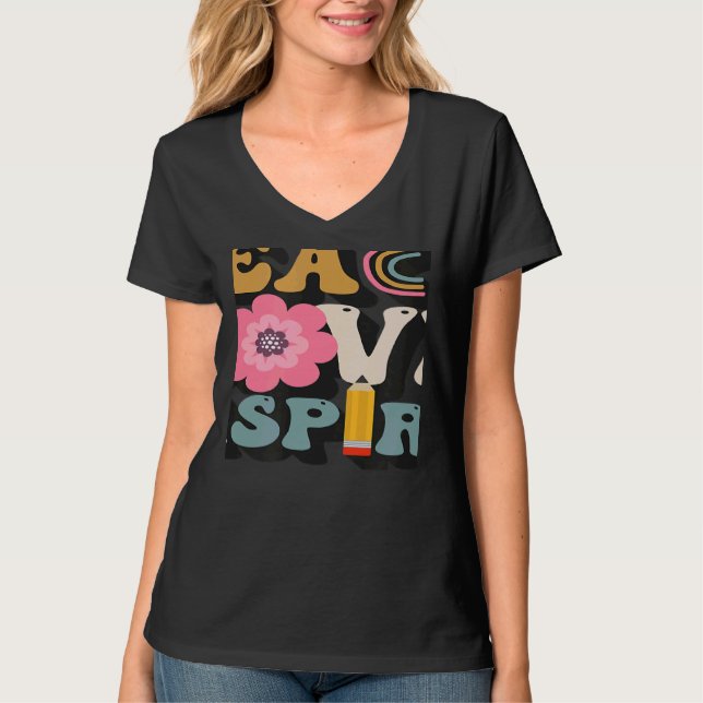 Women Back To School Teach Love Inspire female Tea T Shirt (Framsida)