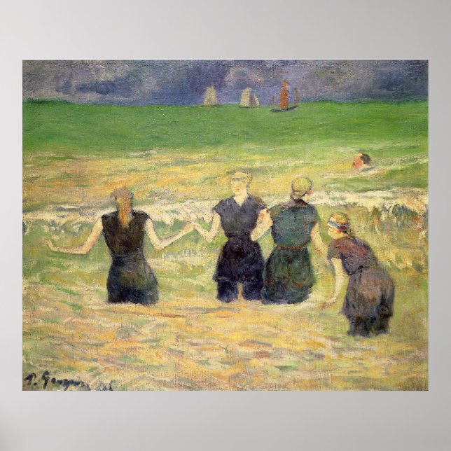 Women Bathing Dieppe av Paul Gauguin Poster (Framsidan)