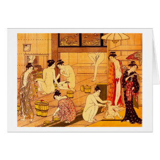 Women Bathing, Torii Kiyonaga Japansk Fine Art Hälsningskort
