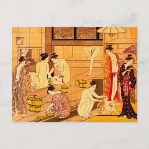 Women Bathing, Torii Kiyonaga Japansk Fine Art Vykort