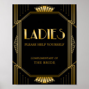 Women Bathroom Basket-tecken   Gatsby Art Deco Poster