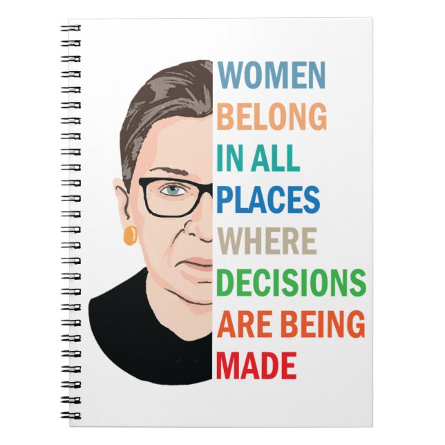 Women Belong in all Ställe Ruth Bader Ginsburg Rbg Anteckningsbok (Framsidan)