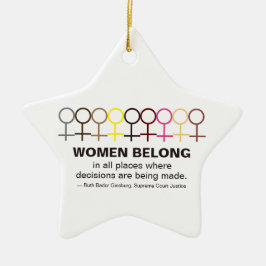 Women Belong Justice Ruth Bader Ginsburg RBG-citat Julgransprydnad Keramik