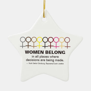 Women Belong Justice Ruth Bader Ginsburg RBG-citat Julgransprydnad Keramik