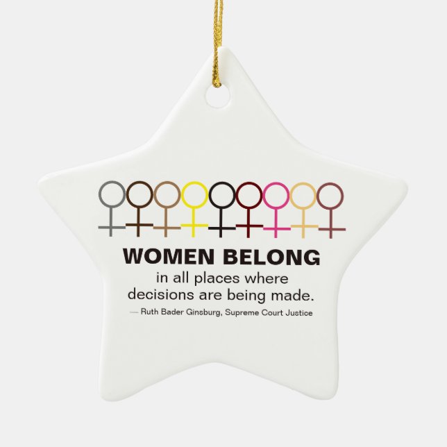 Women Belong Justice Ruth Bader Ginsburg RBG-citat Julgransprydnad Keramik (Framsidan)