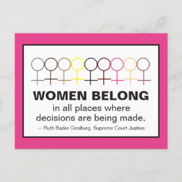 Women Belong Justice Ruth Bader Ginsburg RBG-citat Vykort