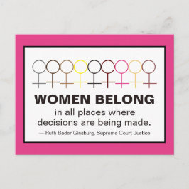 Women Belong Justice Ruth Bader Ginsburg RBG-citat Vykort