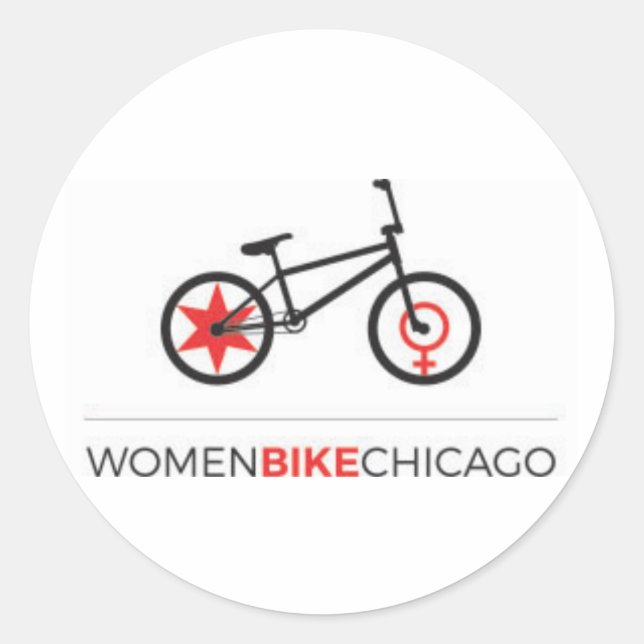 Women Bike Chicago - BMX Design Stickers Runt Klistermärke (Framsida)
