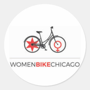 Women Bike Chicago - Steg-through Design Stickers Runt Klistermärke