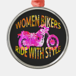 Women Bikers Ride With Style motorcycle batik Julgransprydnad Metall