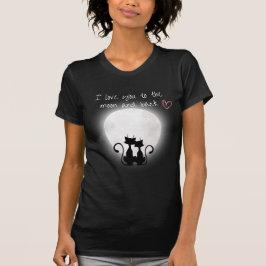 Women Black T-Shirt med katter på 🌙