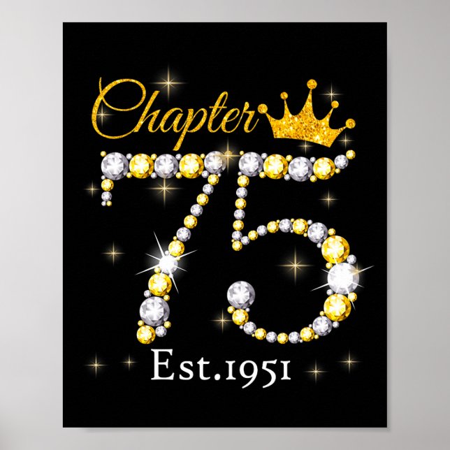 Women Chapter 75 Fabulous Est 1951 75th Birthday Q Poster (Framsidan)