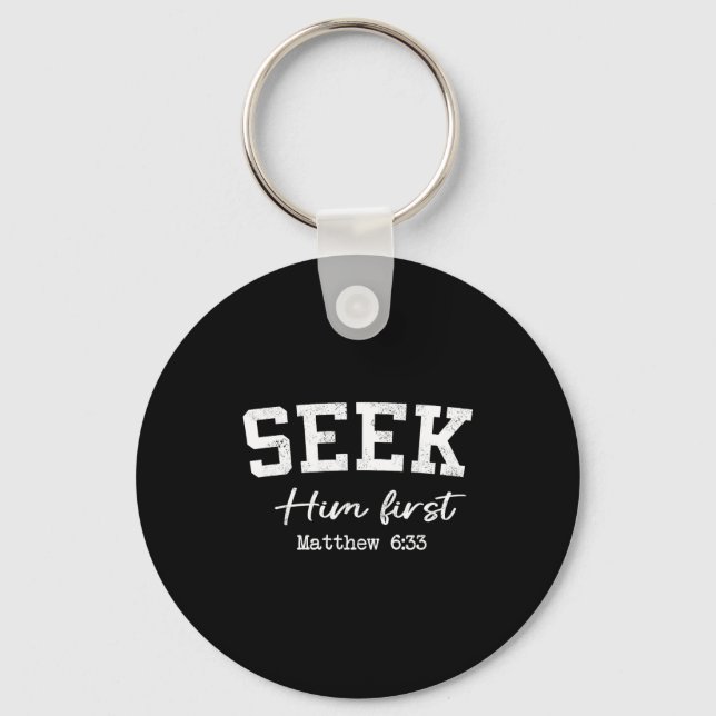 Women Christian Shirts Seek Him First Faith Worshi Nyckelring (Framsida)