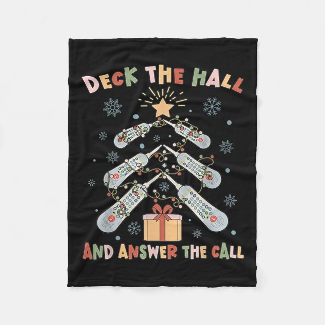 Women Christmas Icu Nurse Call Light Telemetry Hea Fleecefilt (Framsidan)