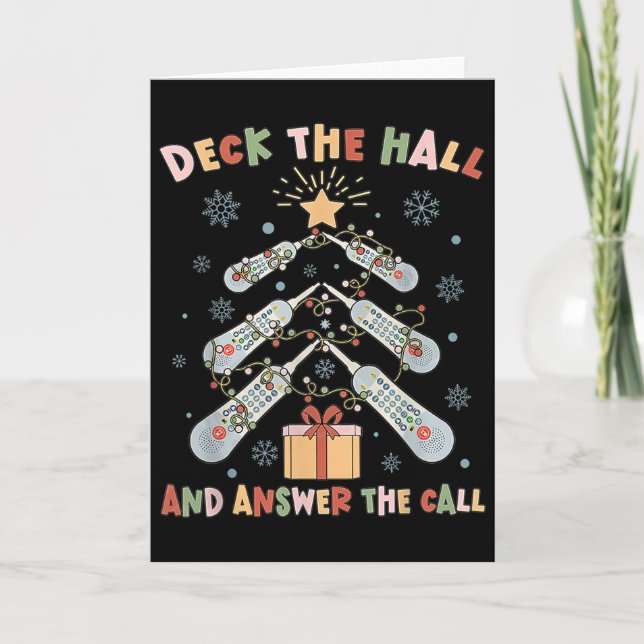 Women Christmas Icu Nurse Call Light Telemetry Hea Kort (Framsida)