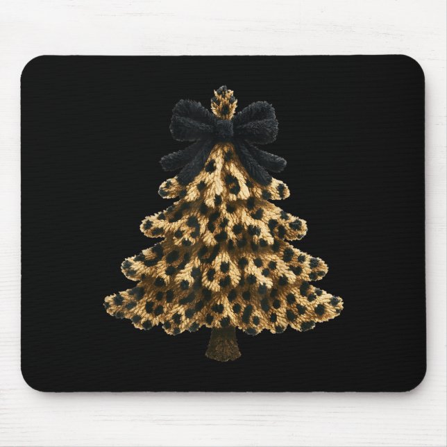 Women Coquette Bow Leopard Christmas Tree Xmas Hol Musmatta (Framsidan)