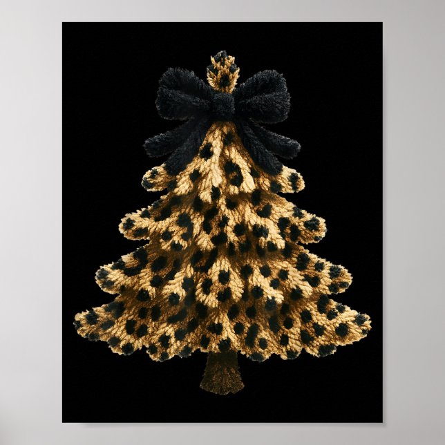 Women Coquette Bow Leopard Christmas Tree Xmas Hol Poster (Framsidan)