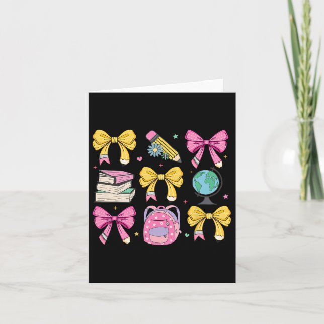 Women Coquette Rosa Bow Rosett band Pencil Teacher Kort (Framsida)