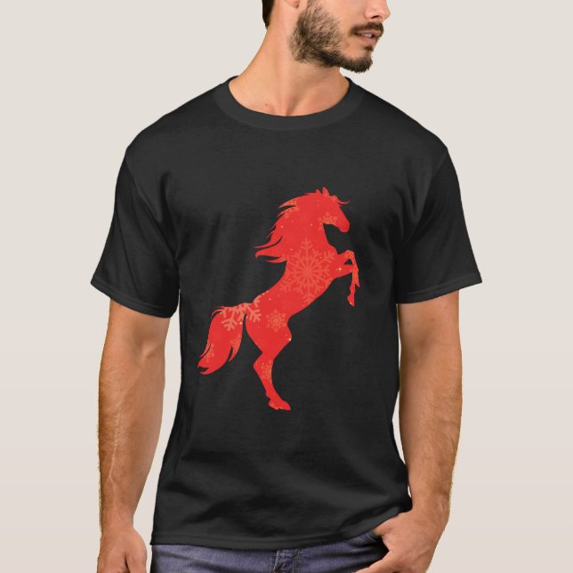 Women Cute Horse Lover Funny Winter jul Holi T Shirt (Framsida)