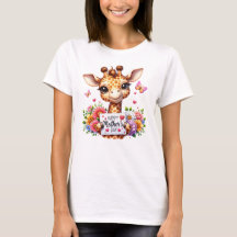 Women Cute Mors dag Shirt Giraffe T-Shirt