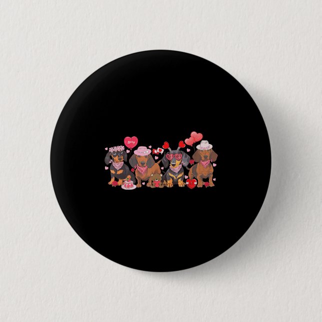 Women Dachshund Valentine’s Day Sausage Dog Bandan Knapp (Framsida)