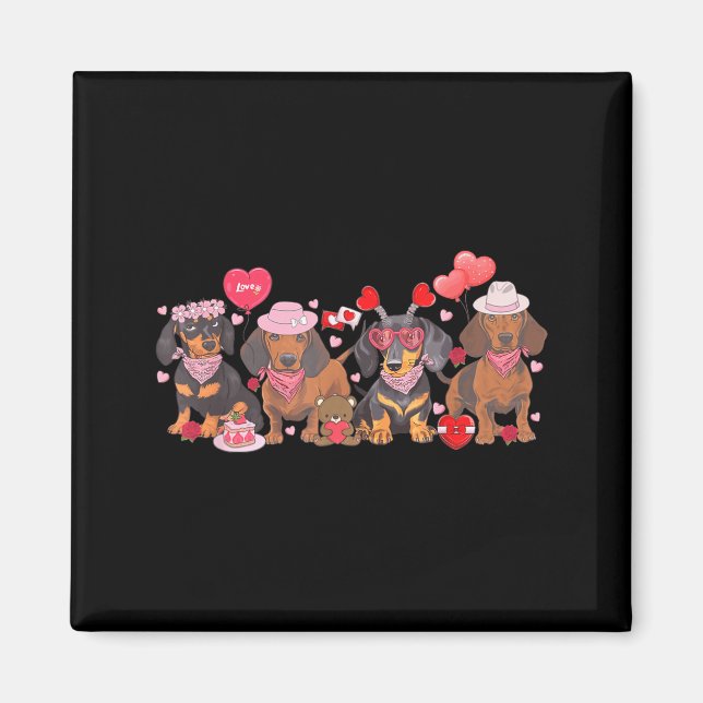 Women Dachshund Valentine’s Day Sausage Dog Bandan Magnet (Framsidan)