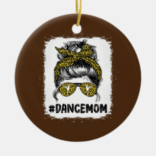 Women Dance Mamma Life Messy Bun Leopard Ballet Ma Julgransprydnad Keramik