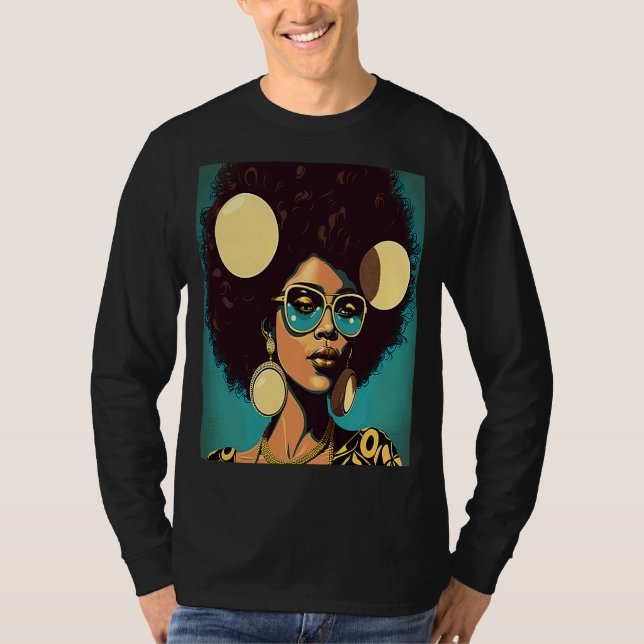 Women Empowerment Retro Afro African American Mom  T Shirt (Framsida)