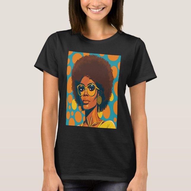 Women Empowerment Retro Afro African American Mom  T Shirt (Framsida)
