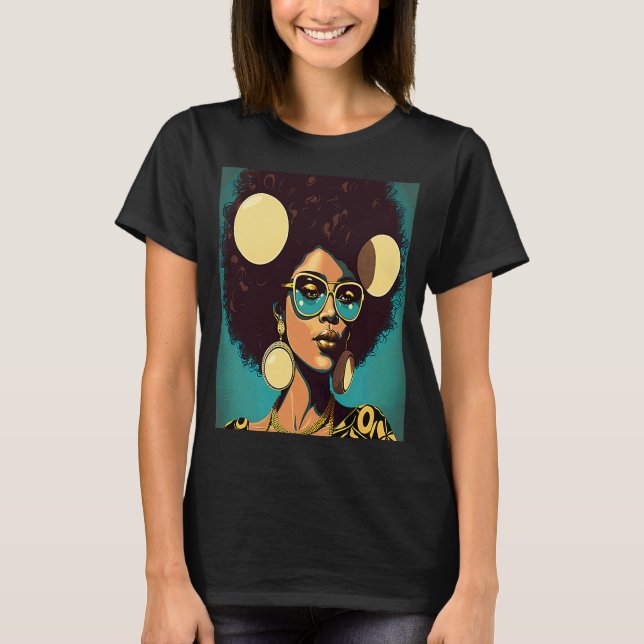 Women Empowerment Retro Afro African American Mom  T Shirt (Framsida)