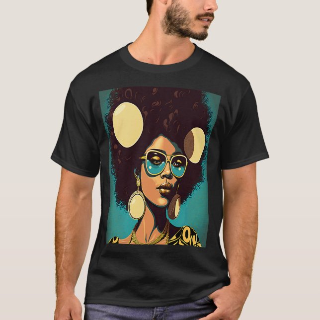 Women Empowerment Retro Afro African American Mom  T Shirt (Framsida)